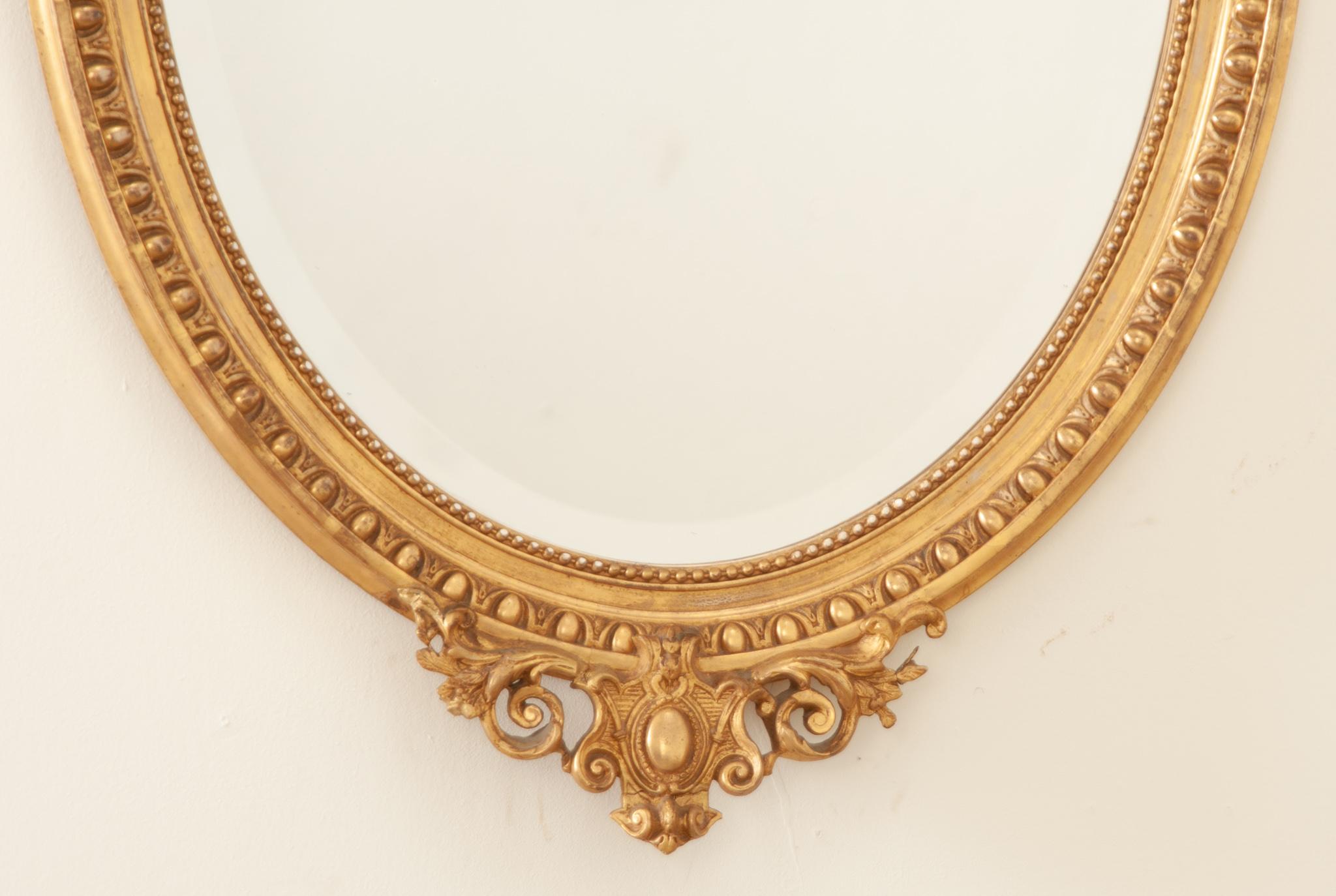 French 19th Century Louis XVI Style Gold Gilt Mirror 2