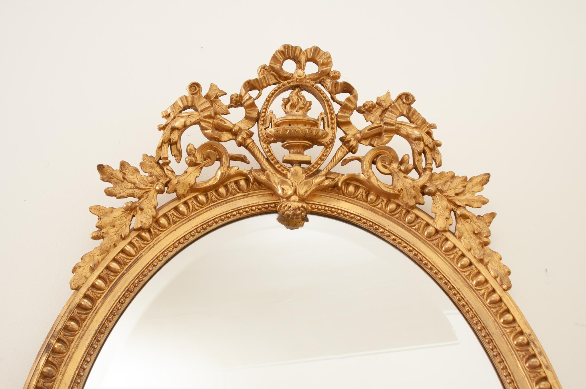 French 19th Century Louis XVI Style Gold Gilt Mirror 3