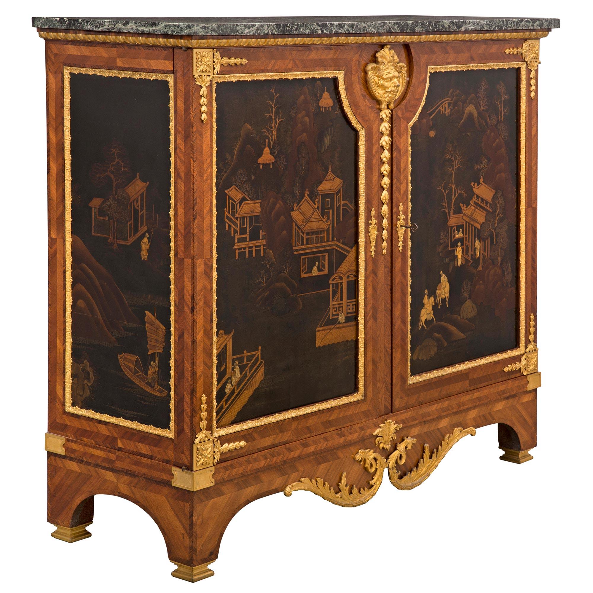 French 19th Century Louis XVI Style Japanese Black Lacquer Cabinet In Good Condition For Sale In West Palm Beach, FL