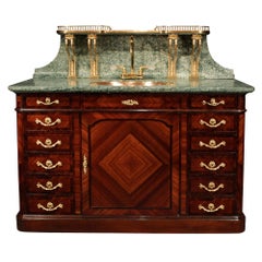 French 19th Century Louis XVI Style Kingwood and Marble Cabinet-Vanité
