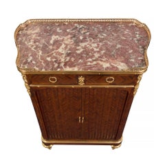 Meuble de rangement français de style Louis XVI du XIXe siècle en bois de violette, bronze doré et marbre