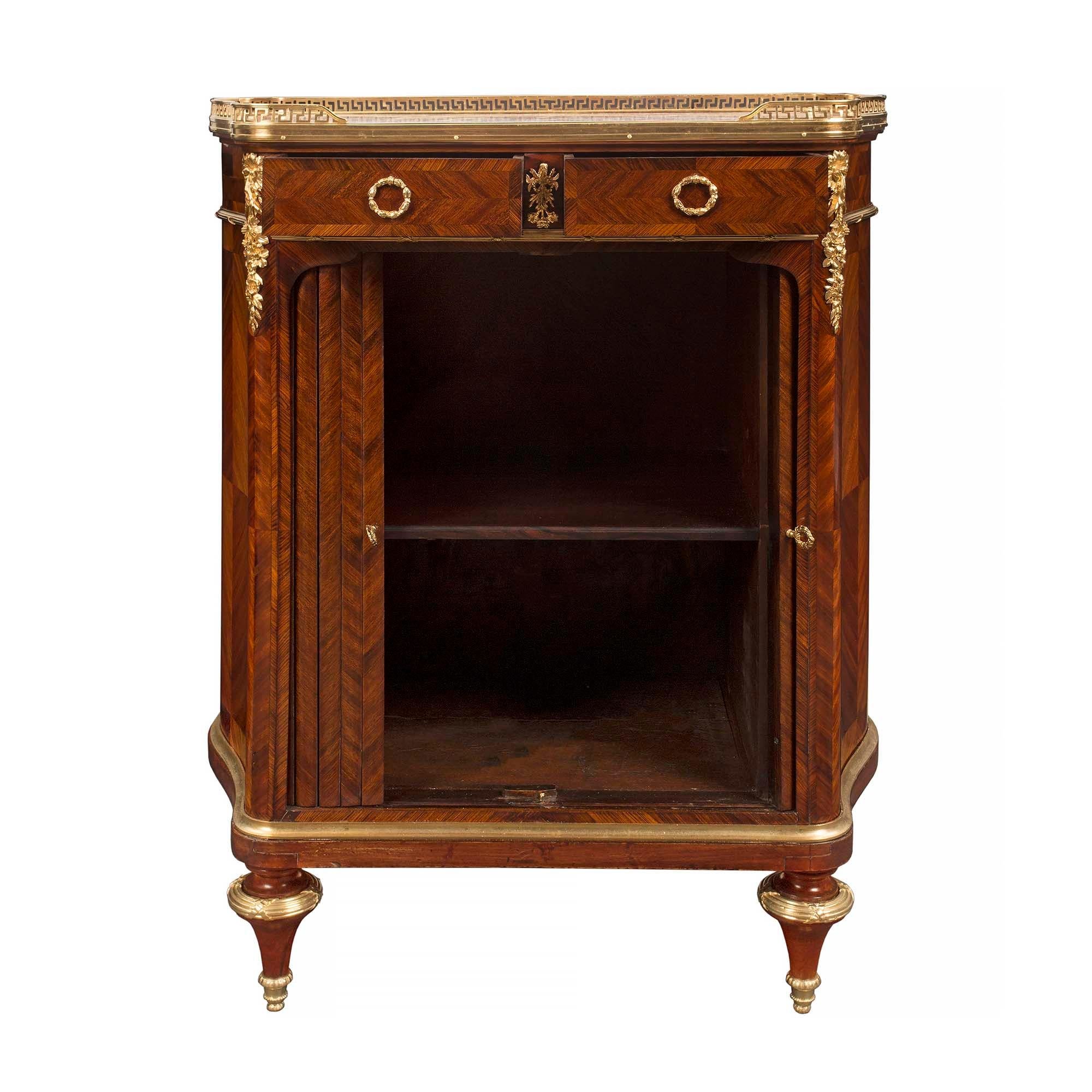  French 19th Century Louis XVI Style Kingwood and Ormolu and Marble Cabinet For Sale 2