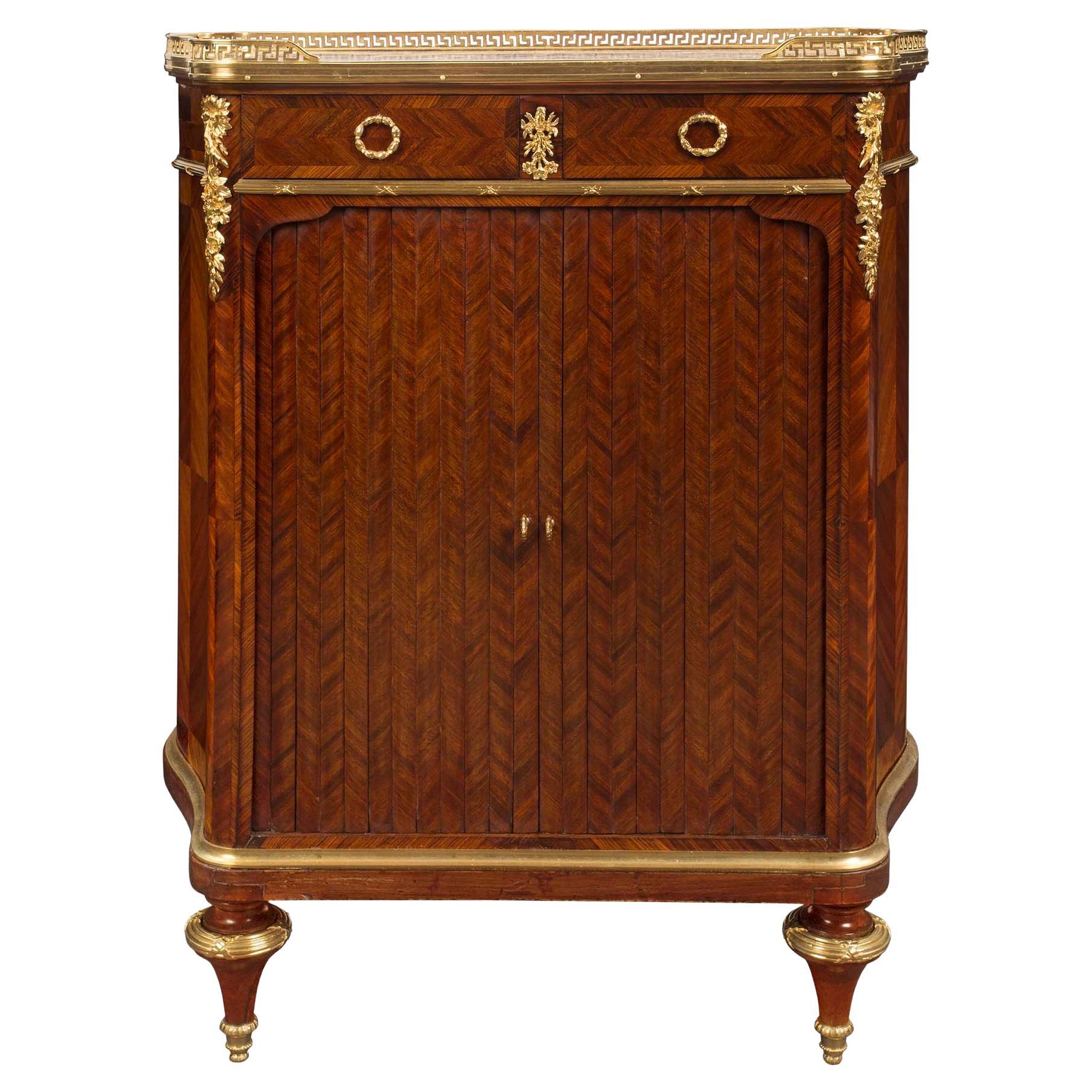  French 19th Century Louis XVI Style Kingwood and Ormolu and Marble Cabinet For Sale