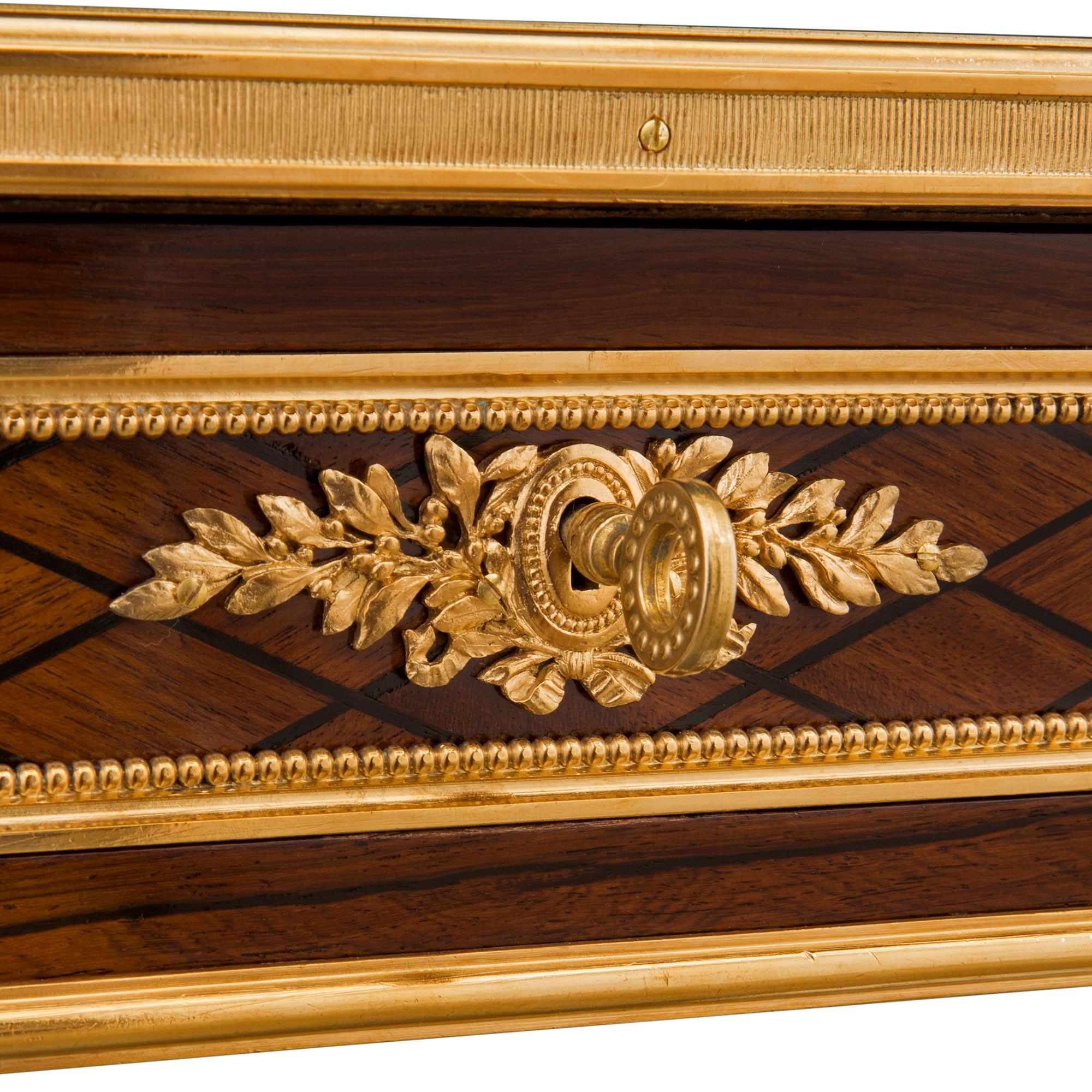 French 19th Century Louis XVI Style Kingwood, Ebony, Mahogany, Ormolu Side Table For Sale 3