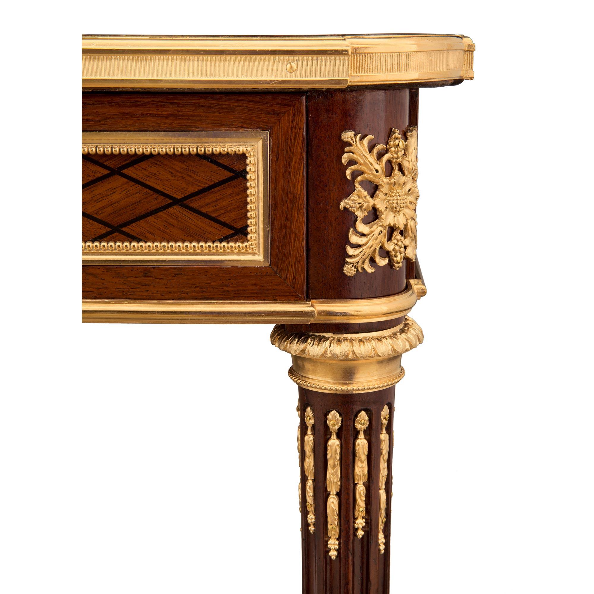 French 19th Century Louis XVI Style Kingwood, Ebony, Mahogany, Ormolu Side Table For Sale 4