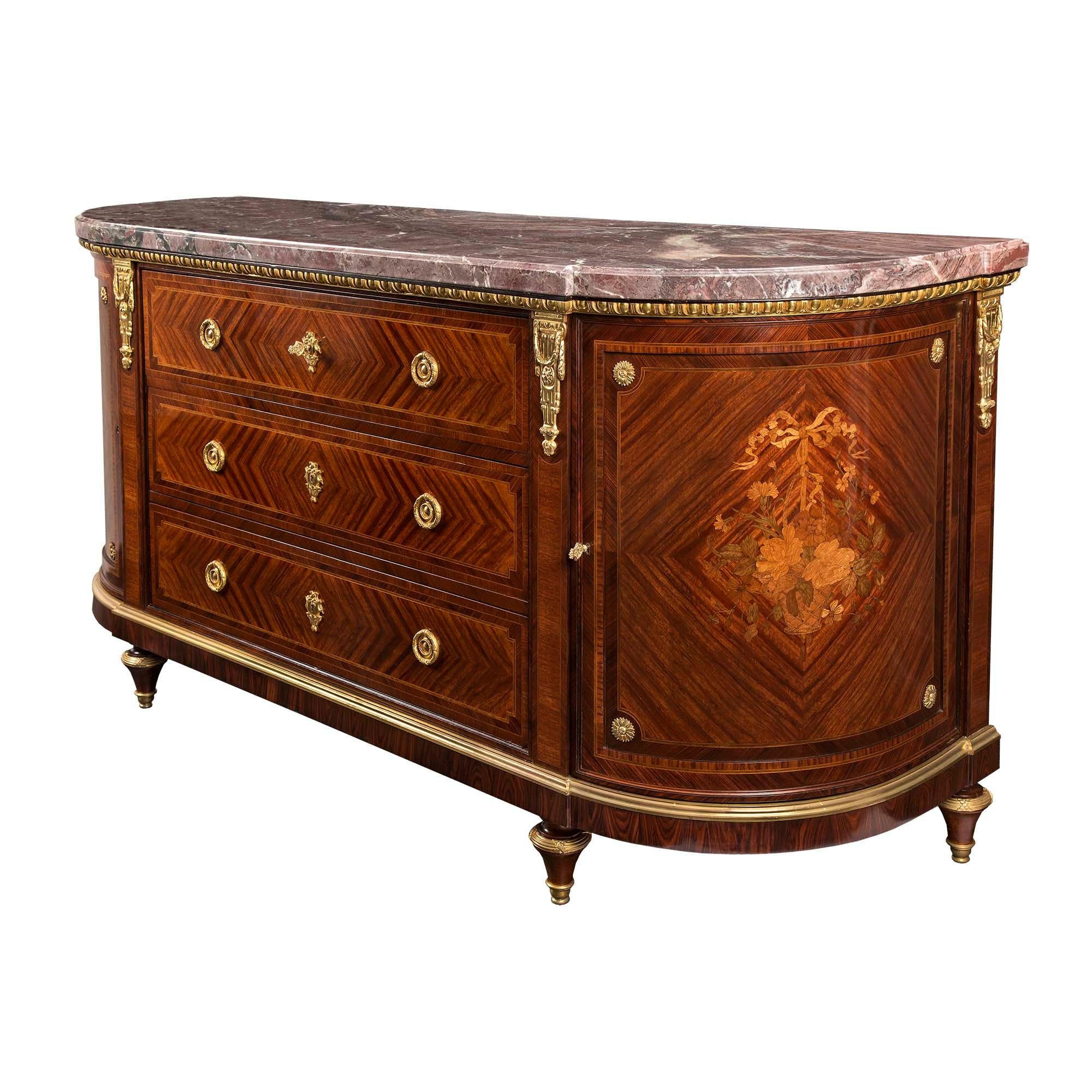 French 19th Century Louis XVI Style Kingwood, Tulipwood and Ormolu Buffet For Sale 1