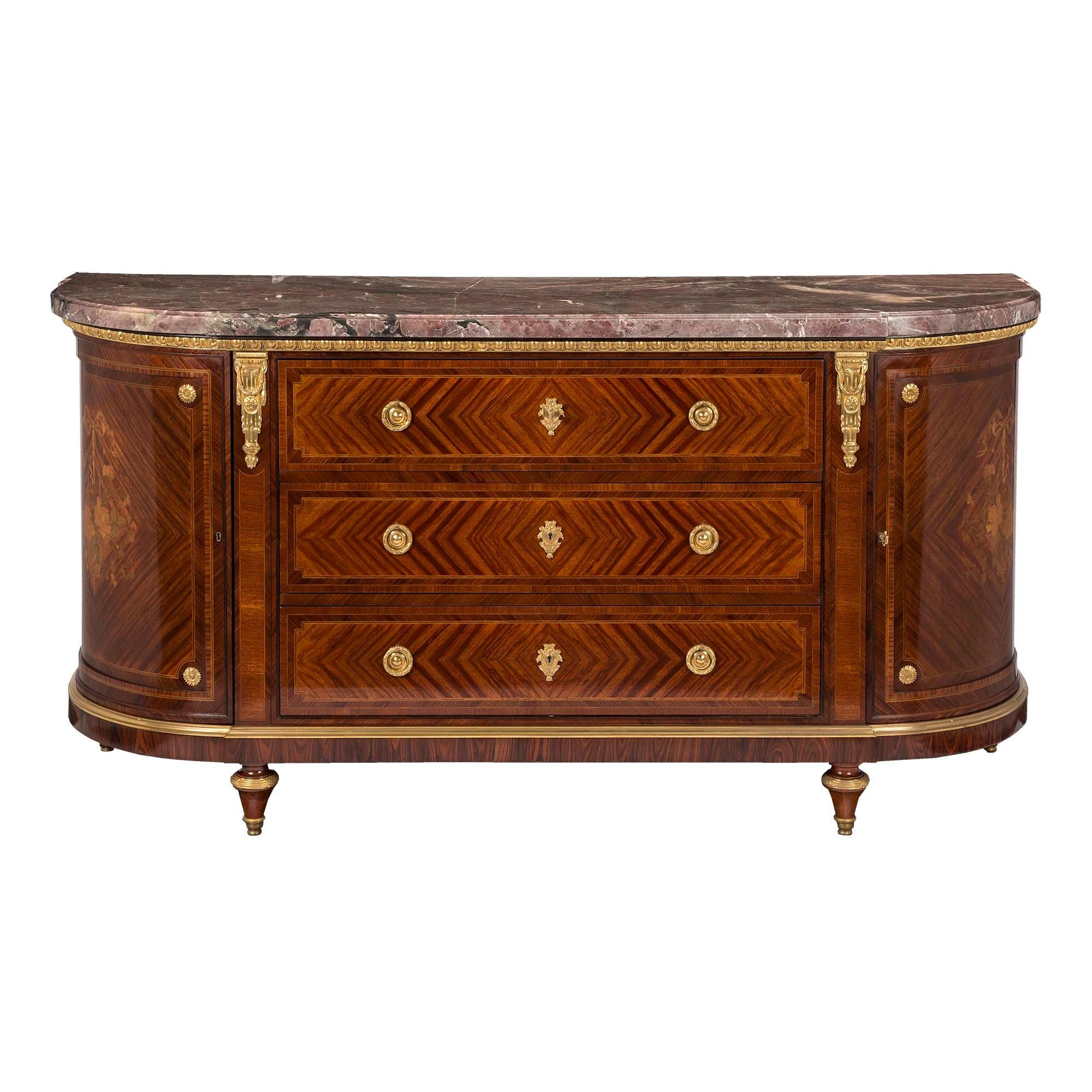 French 19th Century Louis XVI Style Kingwood, Tulipwood and Ormolu Buffet For Sale