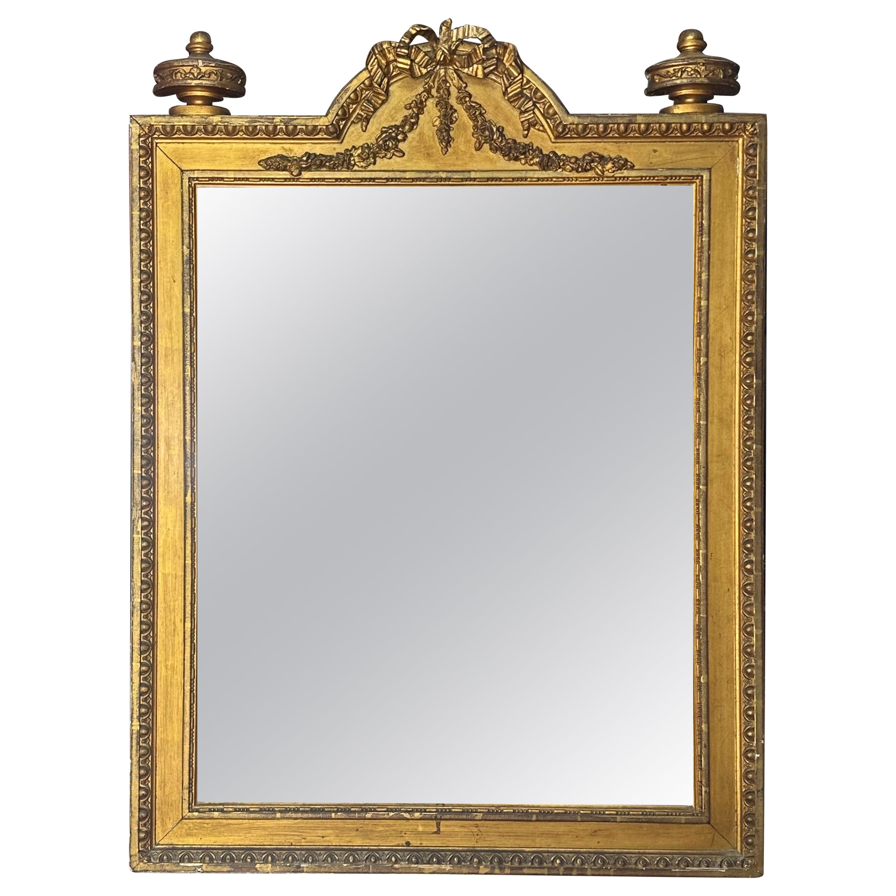 Gran espejo de pared dorado francés del siglo XIX, estilo Luis XVI en venta