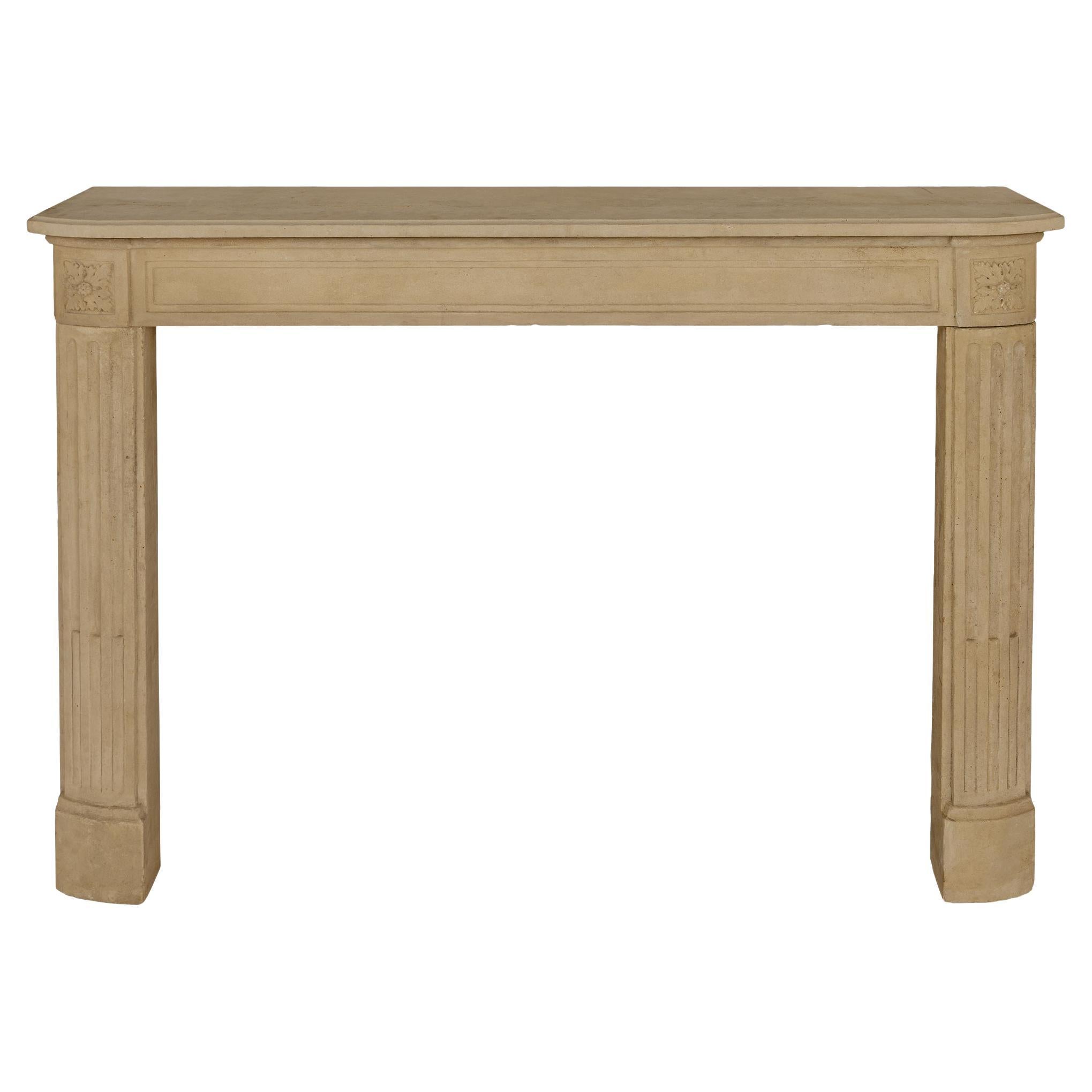 French 19th Century Louis XVI Style Limestone Mantel For Sale