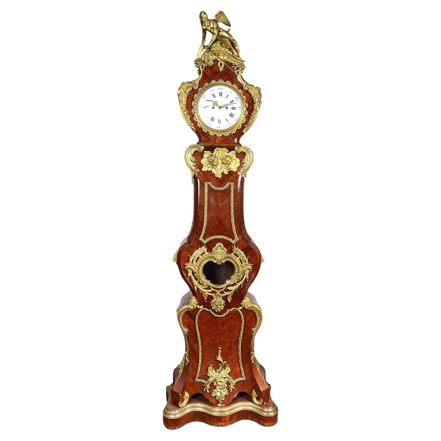 Horloge française du 19ème siècle de style Louis XVI à long boîtier.