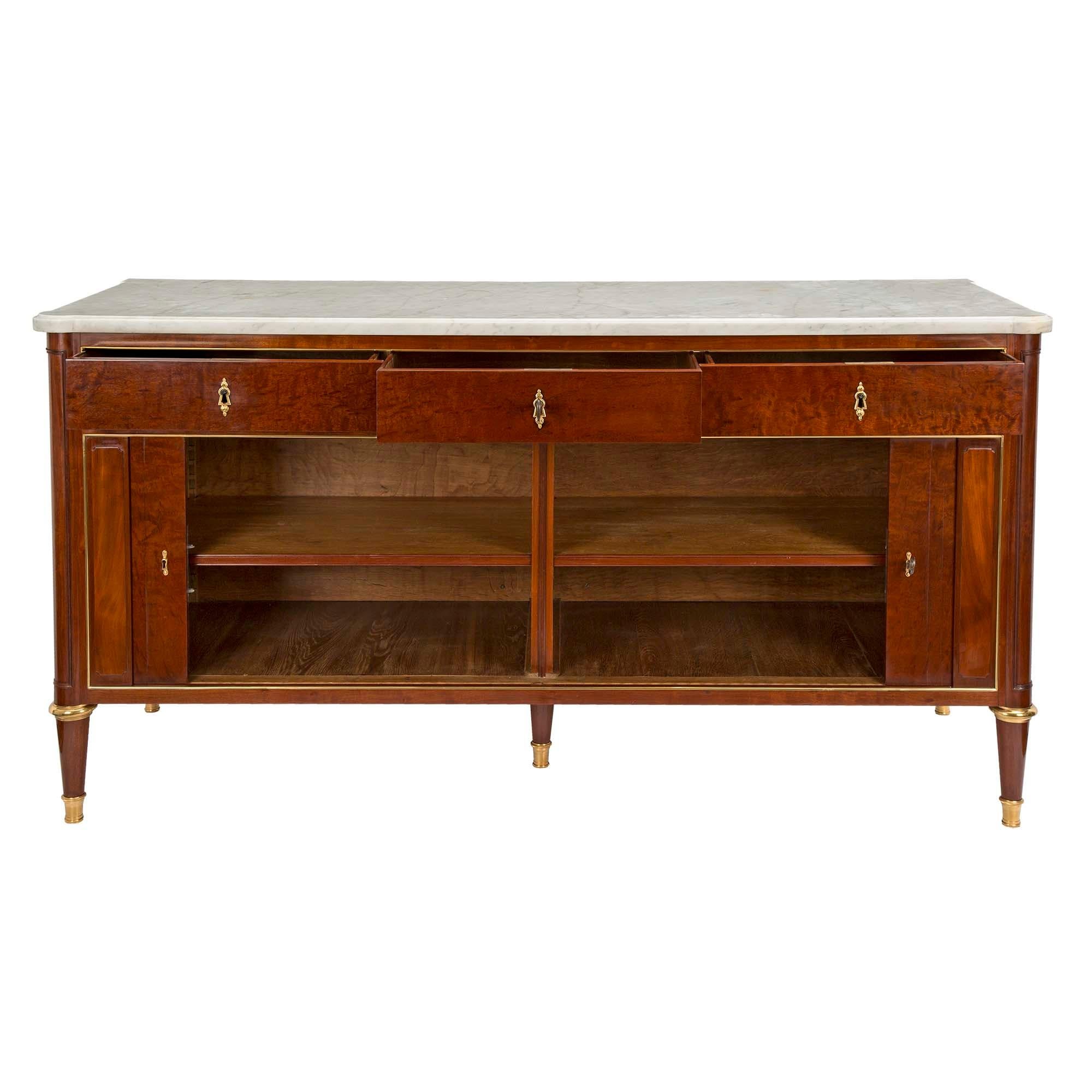 French 19th Century Louis XVI Style Mahogany and Ormolu Buffet In Good Condition In West Palm Beach, FL