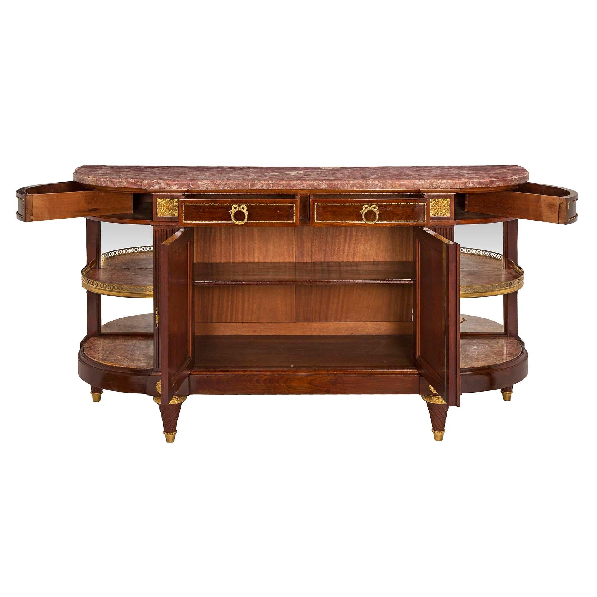 French 19th Century Louis XVI Style Mahogany and Ormolu Buffet In Good Condition For Sale In West Palm Beach, FL