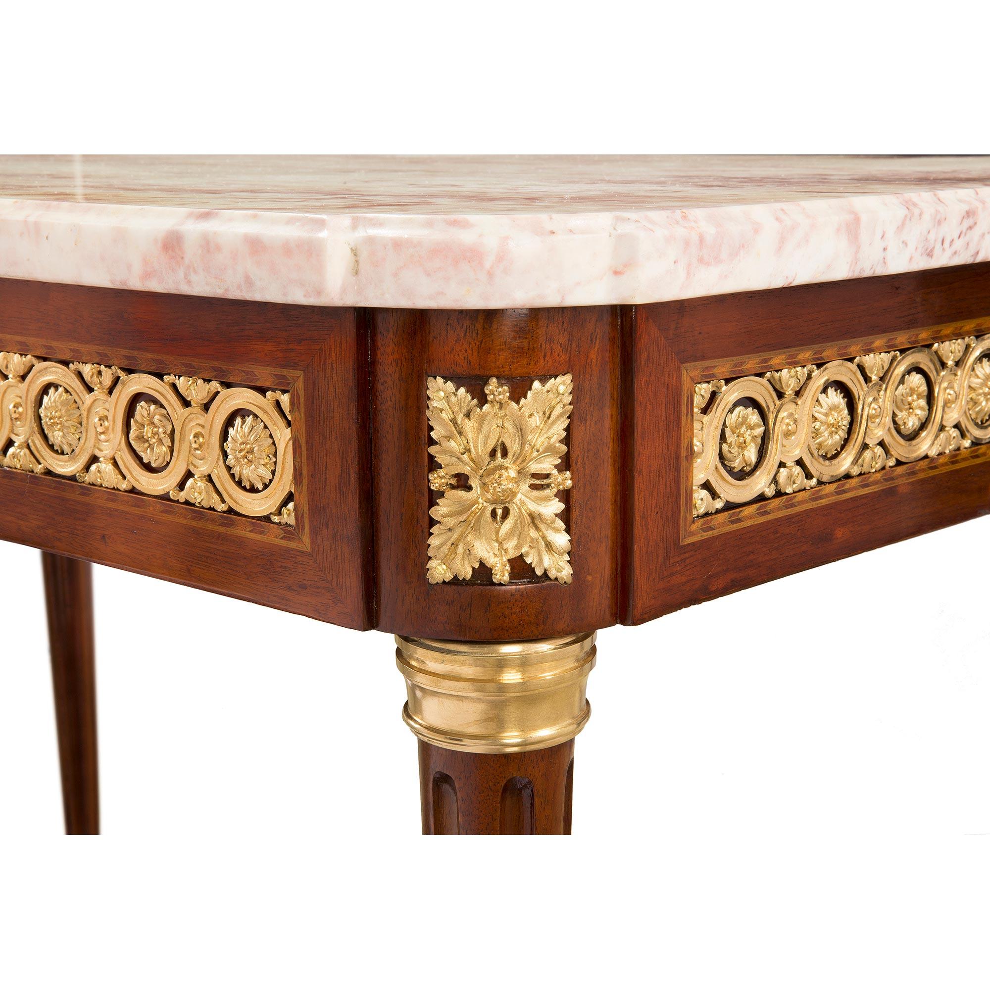 French 19th Century Louis XVI Style Mahogany and Ormolu Center Table For Sale 2