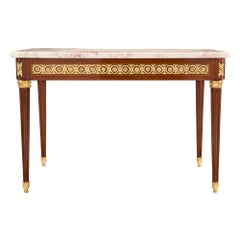 French 19th Century Louis XVI Style Mahogany and Ormolu Center Table