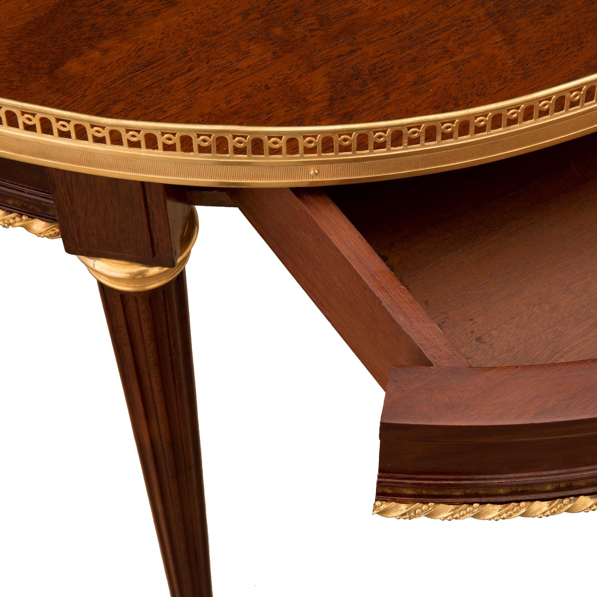 French 19th Century Louis XVI Style Mahogany and Ormolu Circular Side Table For Sale 3