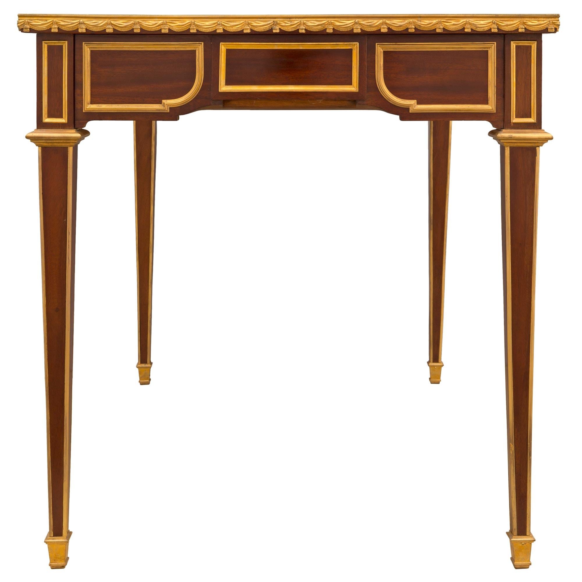 French 19th Century Louis XVI Style Mahogany and Ormolu Desk For Sale 2