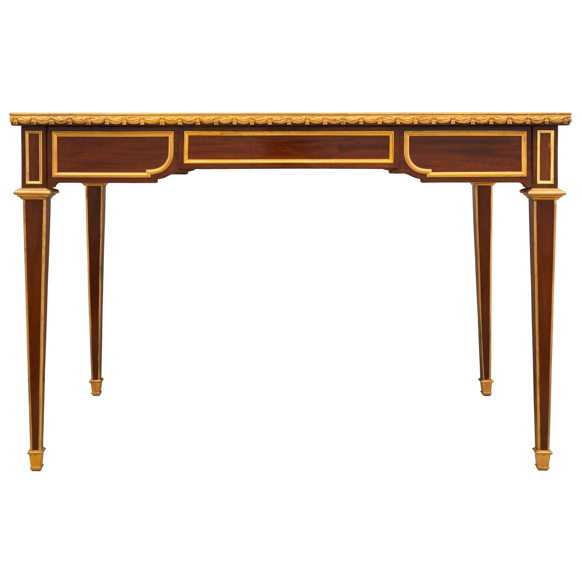 French 19th Century Louis XVI Style Mahogany and Ormolu Desk For Sale 3