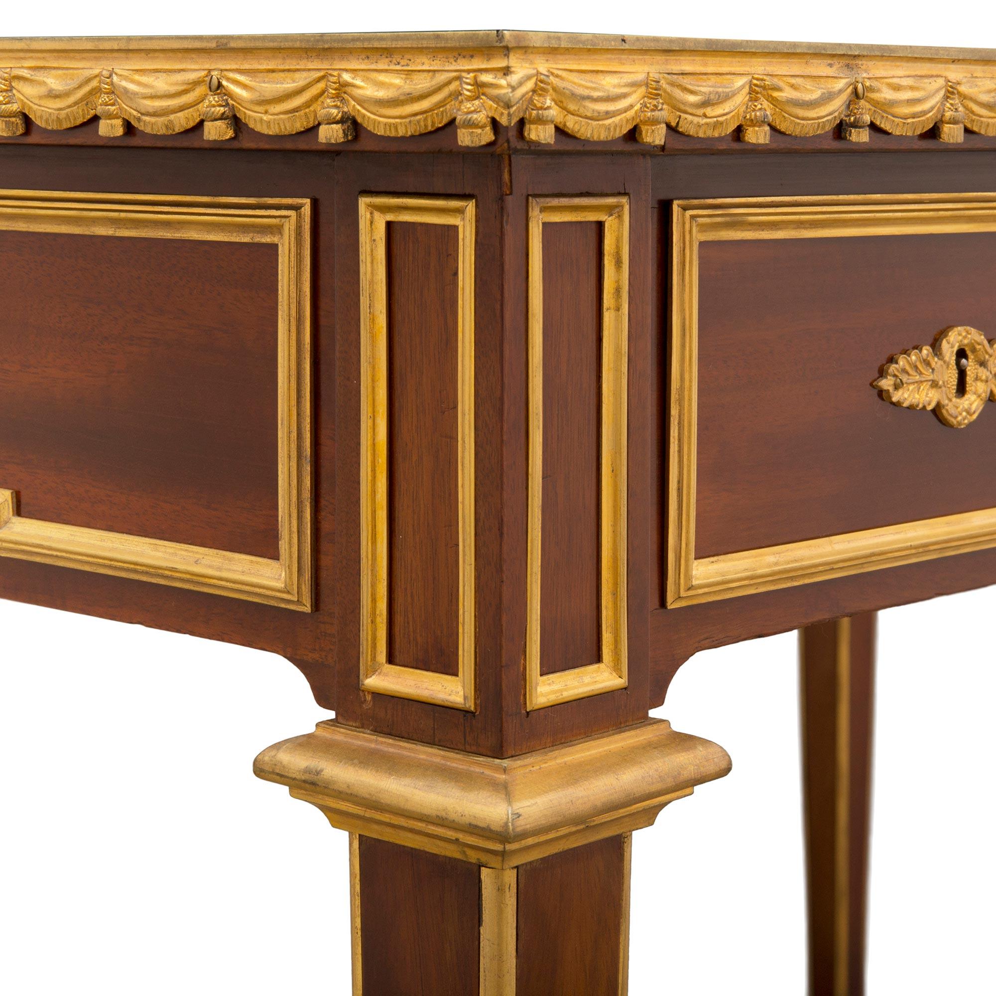 French 19th Century Louis XVI Style Mahogany and Ormolu Desk For Sale 4