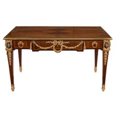 French 19th Century Louis XVI Style Mahogany and Ormolu Inlaid Bureau Plat