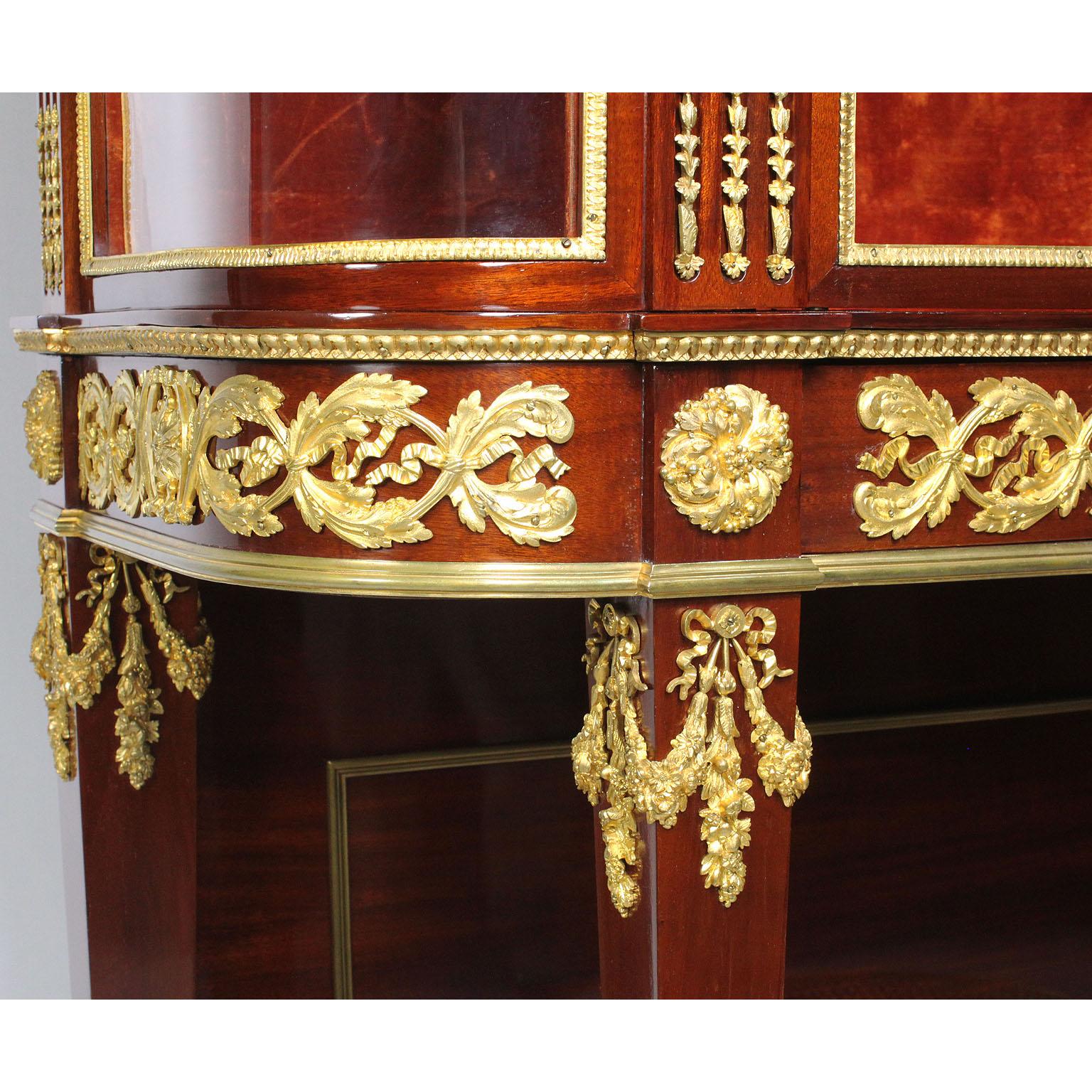 French 19th Century Louis XVI Style Mahogany and Ormolu Mounted Two-Door Vitrine For Sale 6