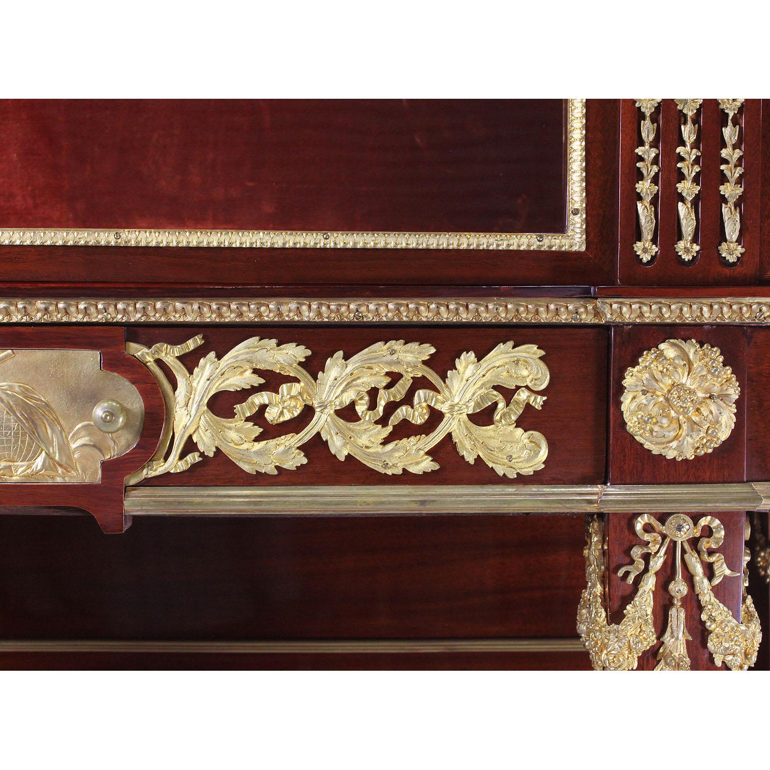 French 19th Century Louis XVI Style Mahogany and Ormolu Mounted Two-Door Vitrine For Sale 8