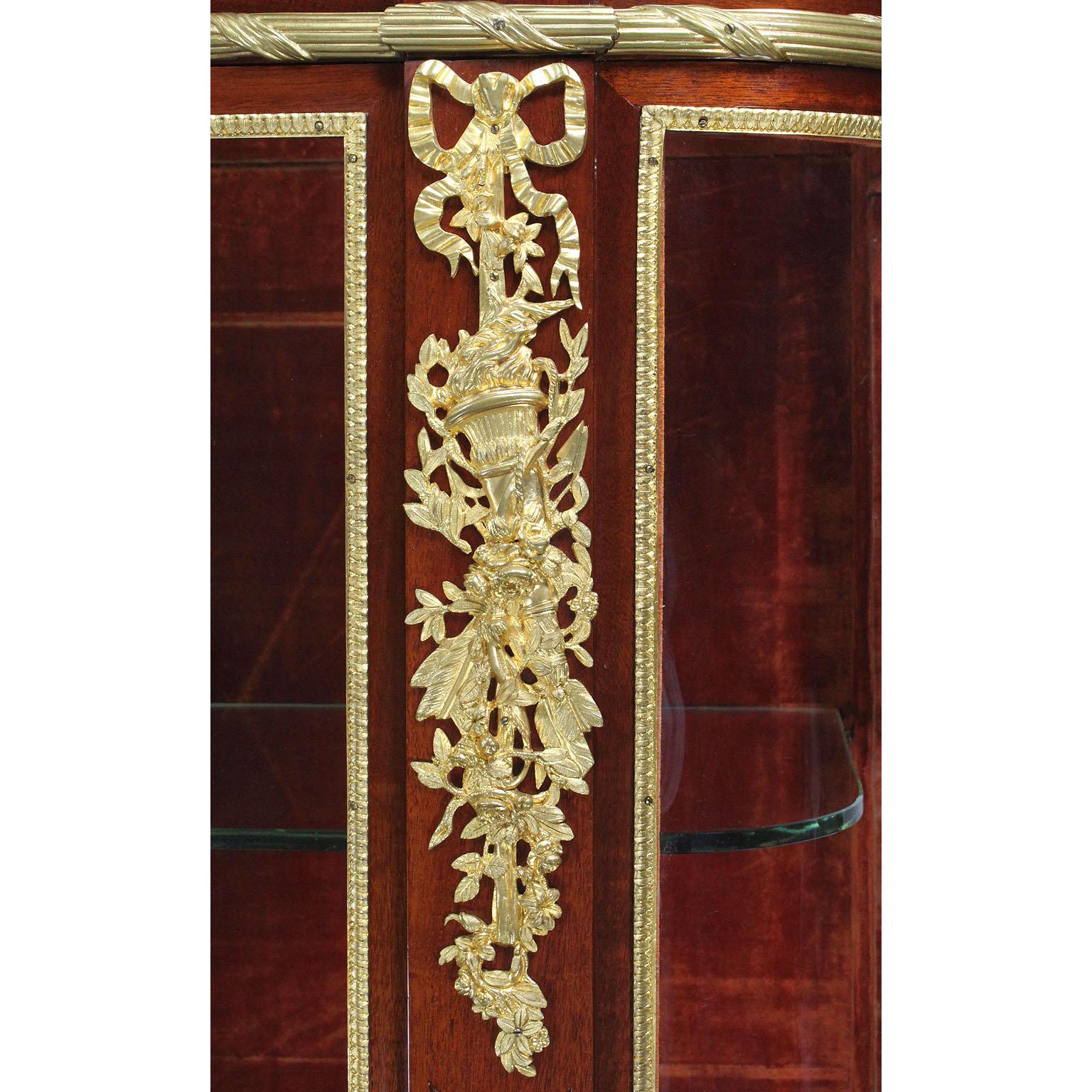 French 19th Century Louis XVI Style Mahogany and Ormolu Mounted Two-Door Vitrine For Sale 1
