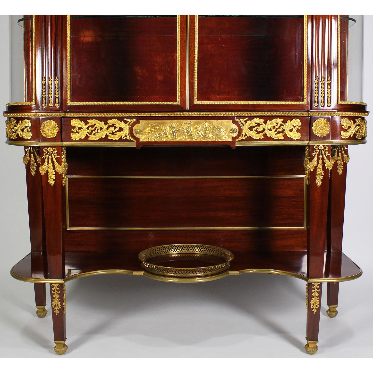 French 19th Century Louis XVI Style Mahogany and Ormolu Mounted Two-Door Vitrine For Sale 4