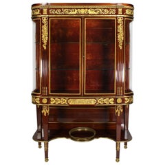 Antique French 19th Century Louis XVI Style Mahogany and Ormolu Mounted Two-Door Vitrine