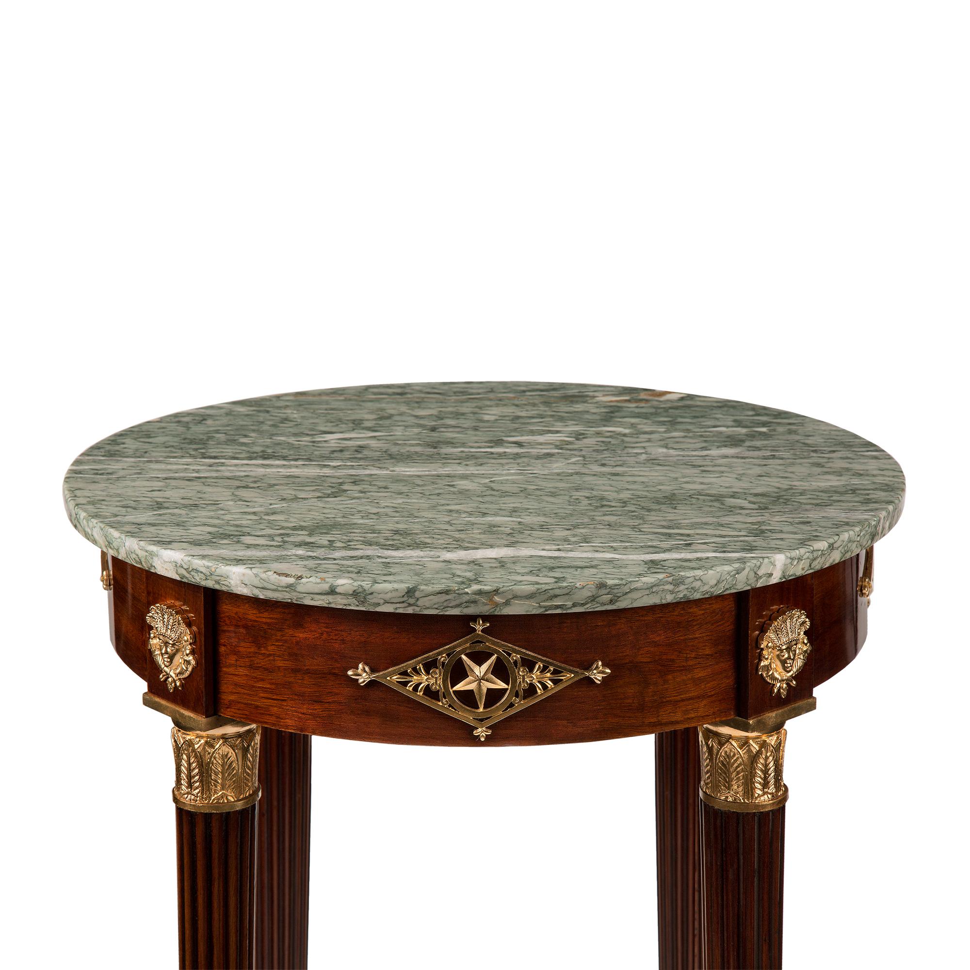 French 19th Century Louis XVI Style Mahogany and Ormolu Side Table In Good Condition For Sale In West Palm Beach, FL