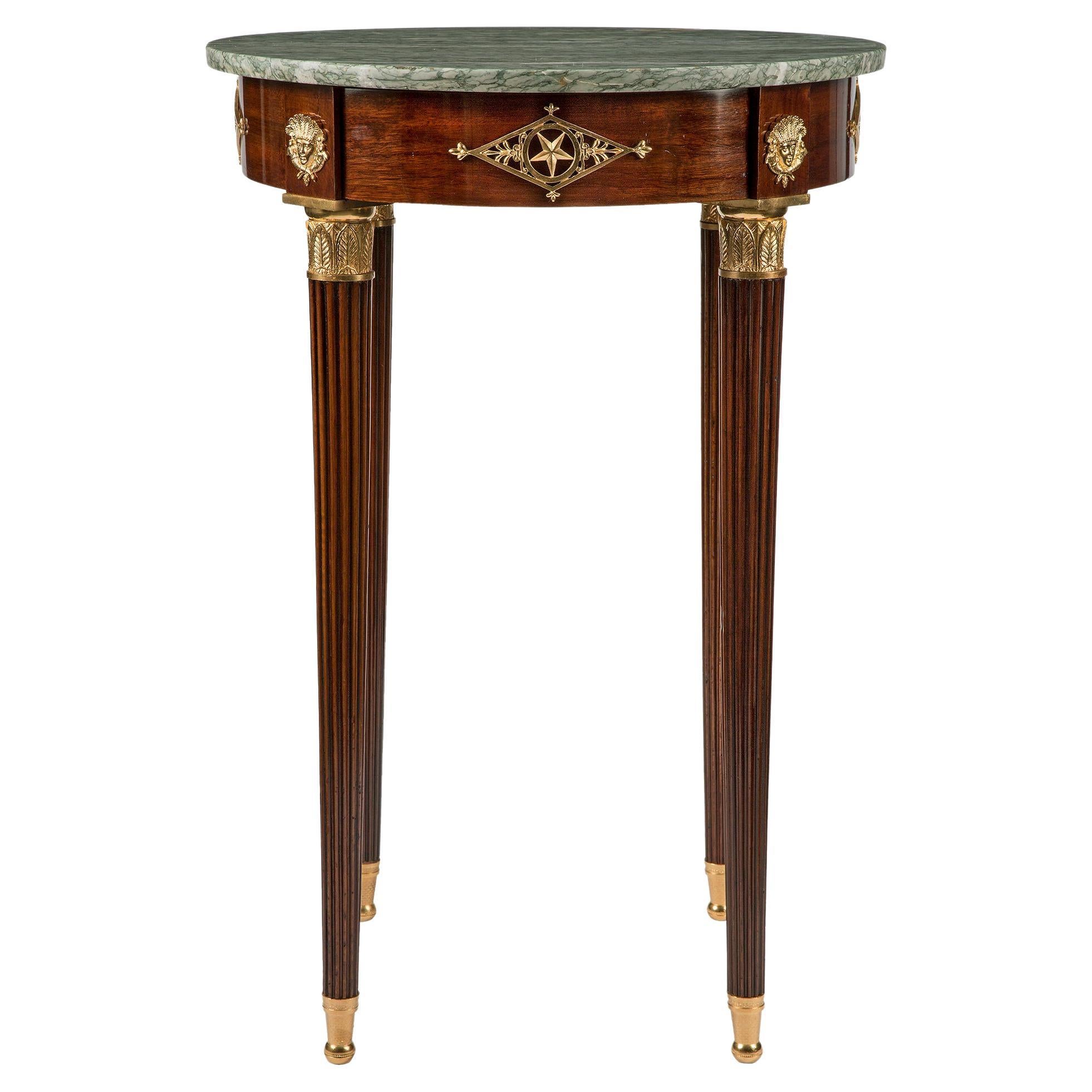 French 19th Century Louis XVI Style Mahogany and Ormolu Side Table For Sale