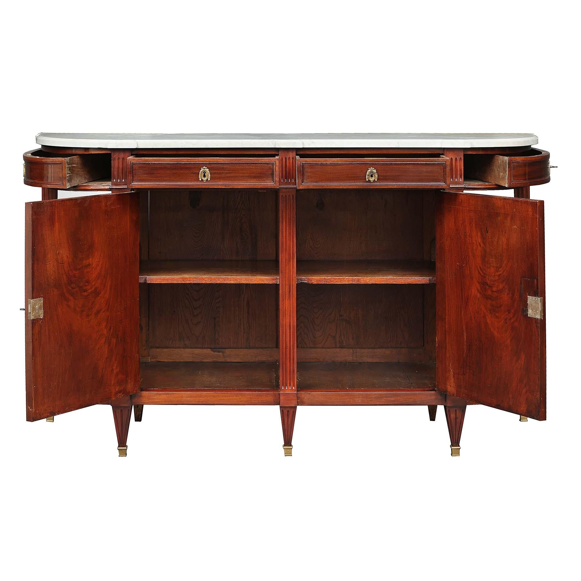 French 19th Century Louis XVI Style Mahogany Buffet with Marble Top In Good Condition For Sale In West Palm Beach, FL