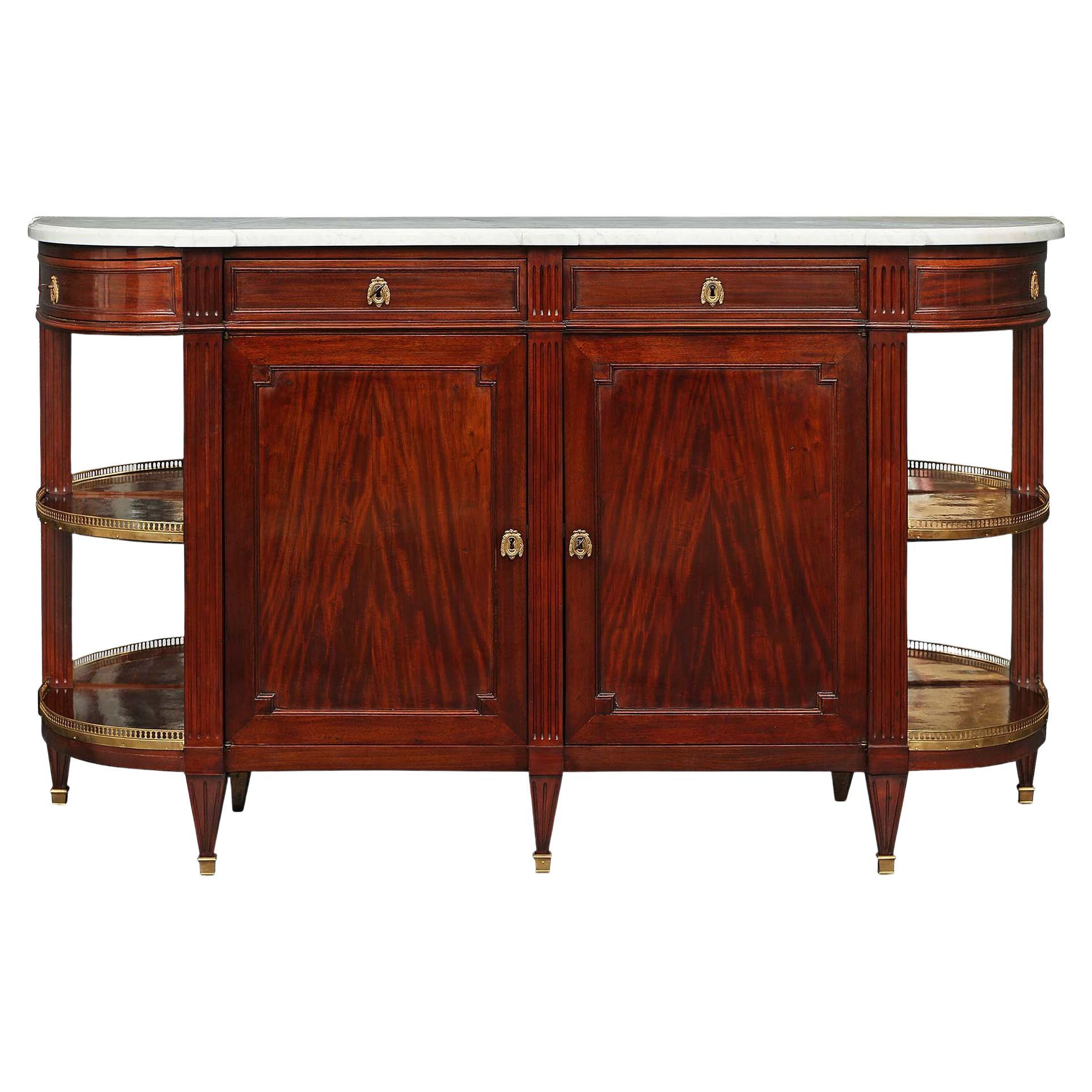 French 19th Century Louis XVI Style Mahogany Buffet with Marble Top For Sale