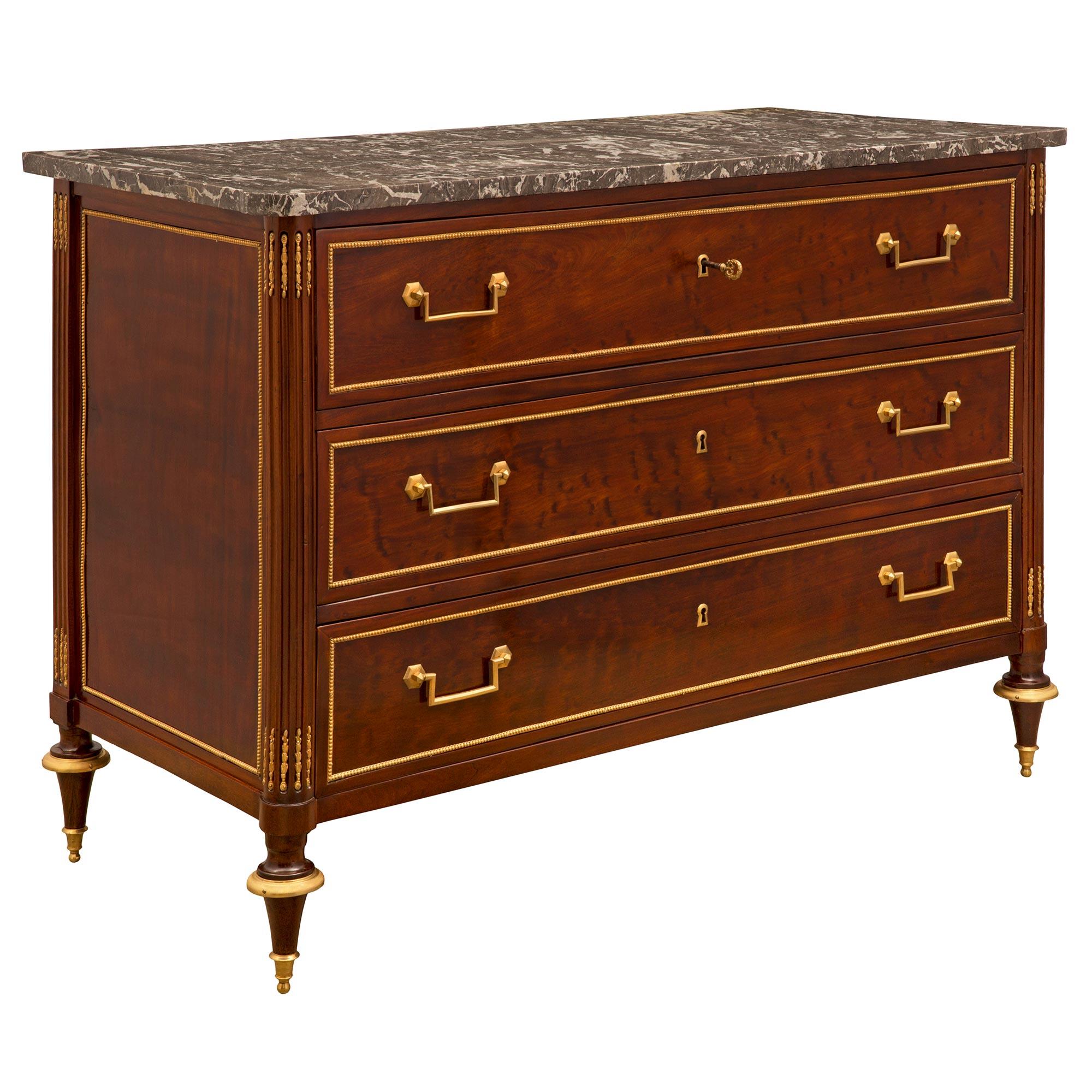 French 19th Century Louis XVI Style Mahogany Commode In Good Condition For Sale In West Palm Beach, FL