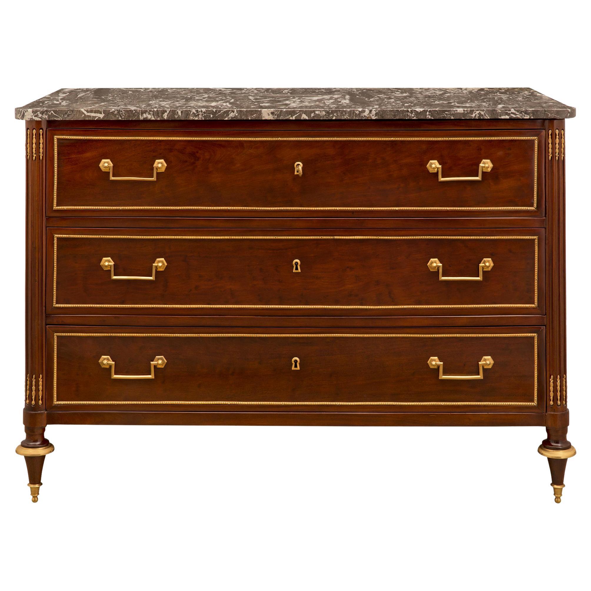 French 19th Century Louis XVI Style Mahogany Commode For Sale