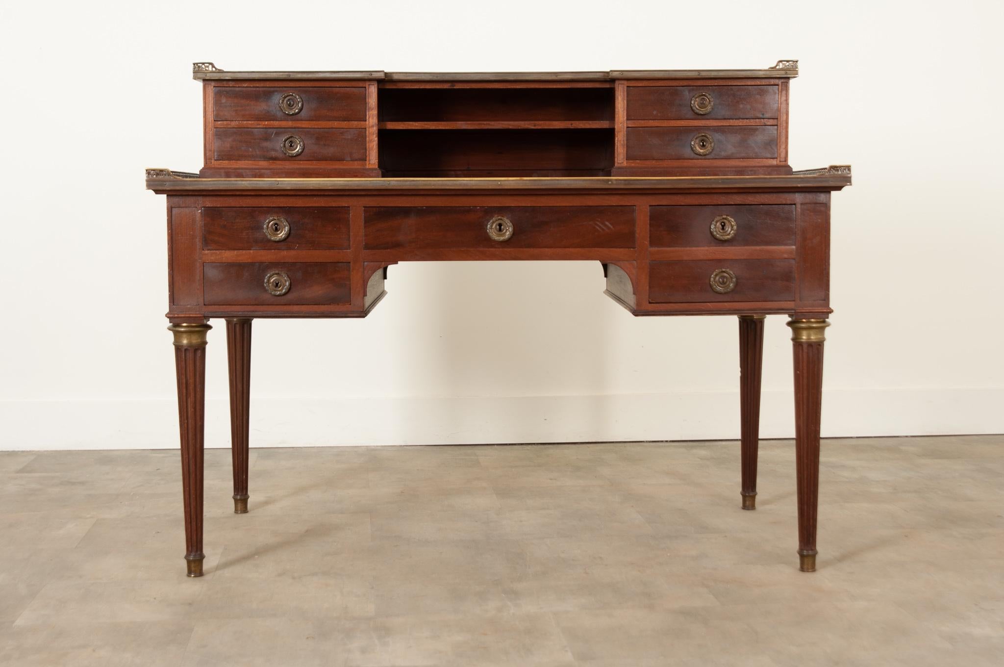 French 19th Century Louis XVI Style Mahogany Desk In Good Condition For Sale In Baton Rouge, LA