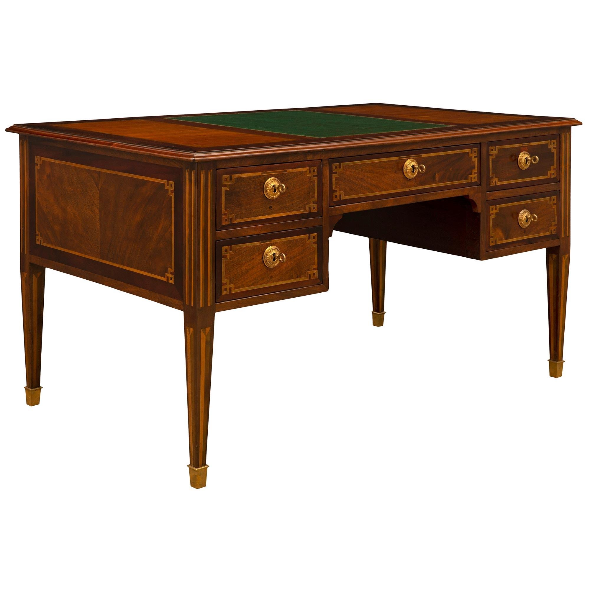 Ormolu French 19th Century Louis XVI Style Mahogany Desk For Sale
