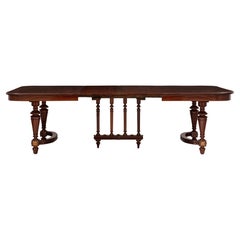Antique French 19th Century Louis XVI Style Mahogany Dining Table with Two Extensions