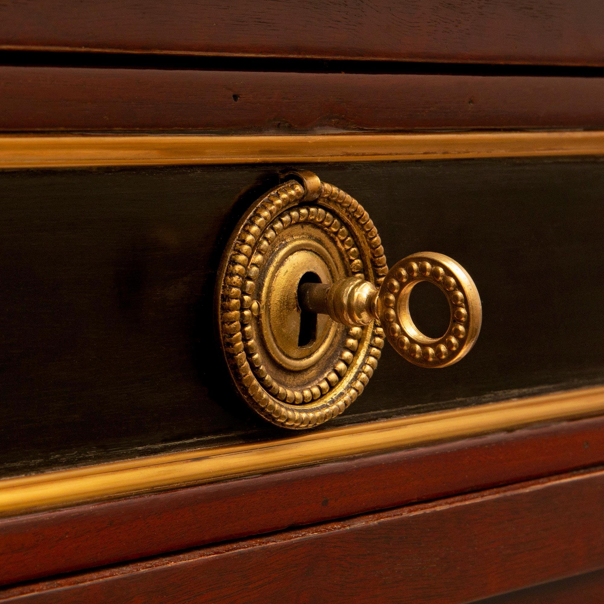 French 19th Century Louis XVI Style Mahogany, Ebony and Brass Filets Buffet For Sale 3