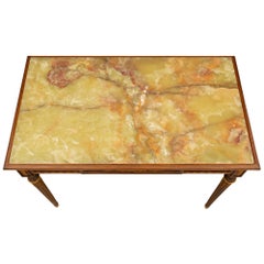 French 19th Century Louis XVI Style Mahogany, Onyx and Ormolu Table