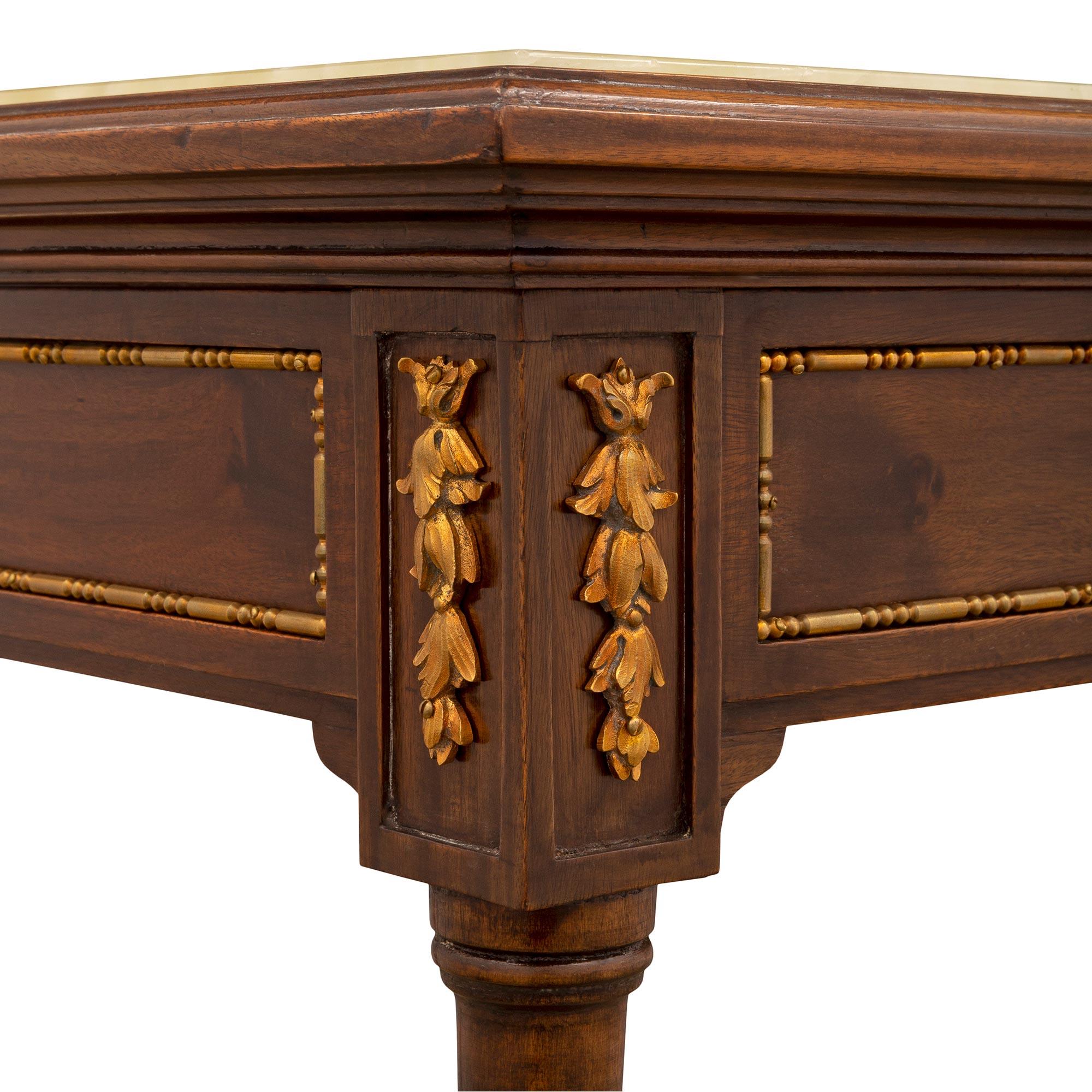French 19th Century Louis XVI Style Mahogany, Onyx and Ormolu Table For Sale 3