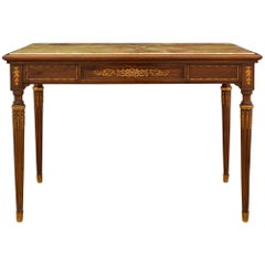 Französischer Tisch aus Mahagoni, Onyx und Goldbronze im Louis-XVI.-Stil des 19. Jahrhunderts
