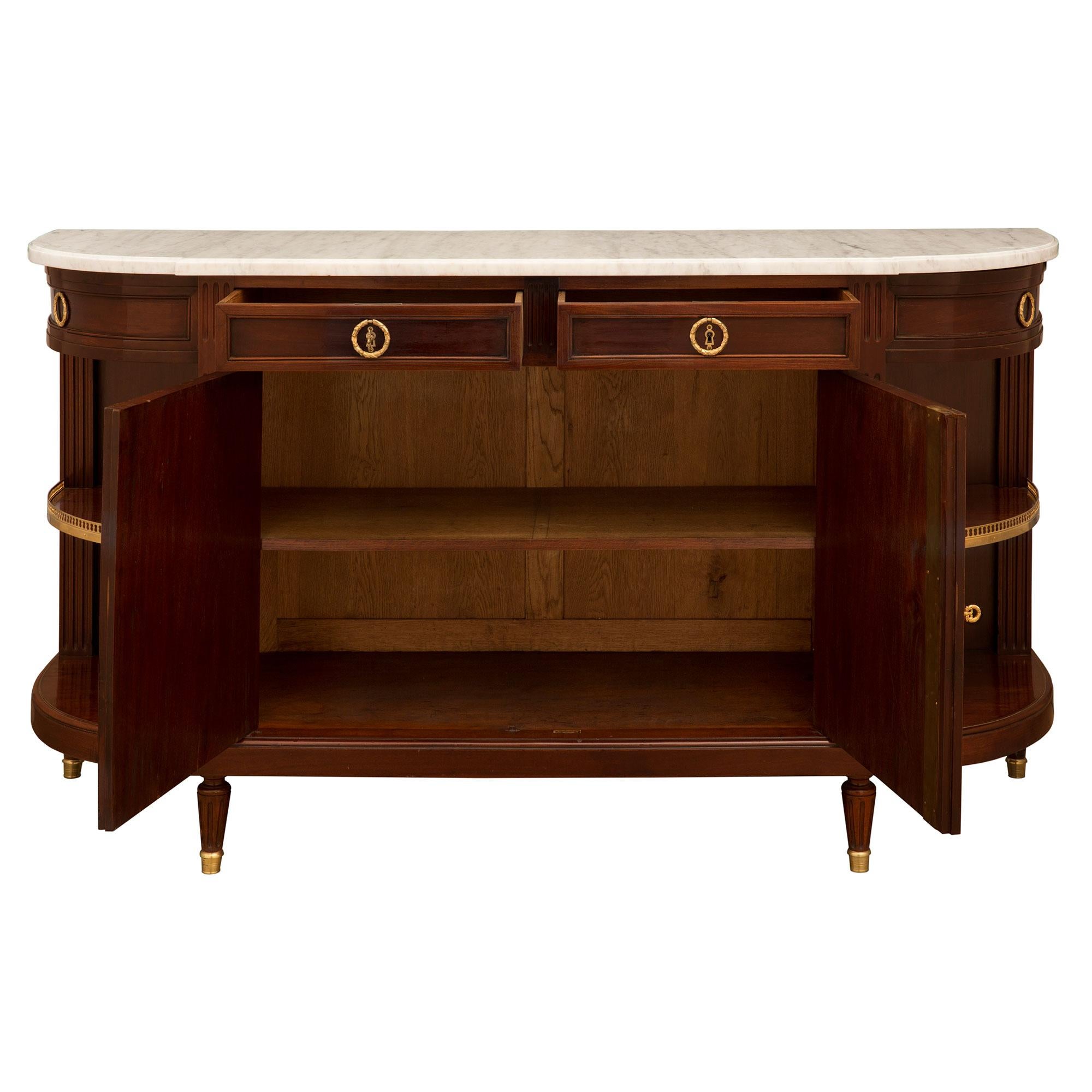 French 19th Century Louis XVI Style Mahogany, Ormolu and Marble Buffet In Good Condition For Sale In West Palm Beach, FL