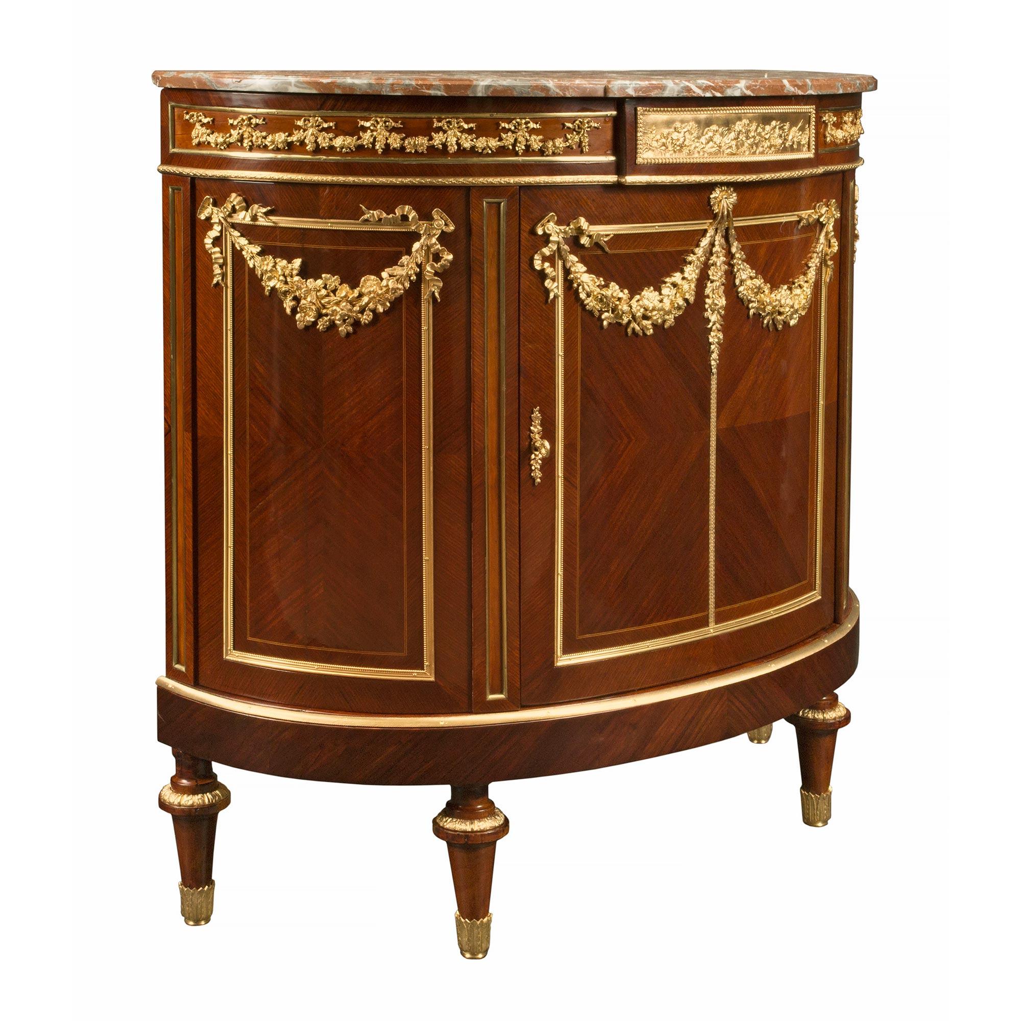 French 19th Century Louis XVI Style Mahogany, Ormolu and Marble Buffet In Good Condition For Sale In West Palm Beach, FL