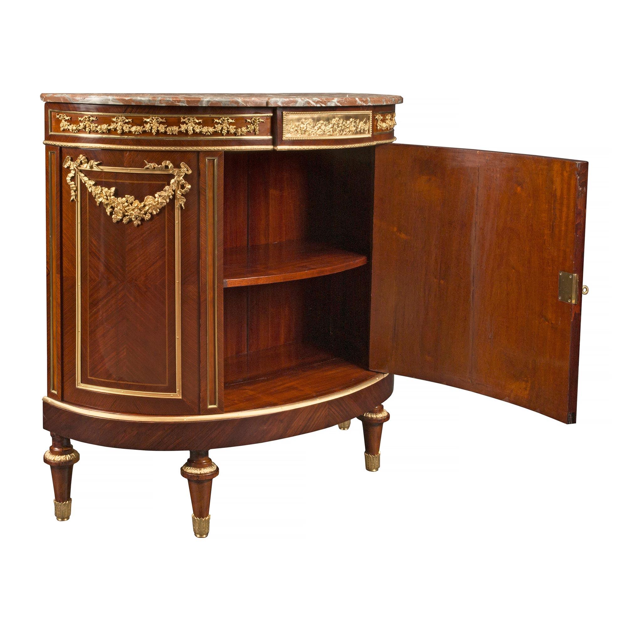 French 19th Century Louis XVI Style Mahogany, Ormolu and Marble Buffet For Sale 1