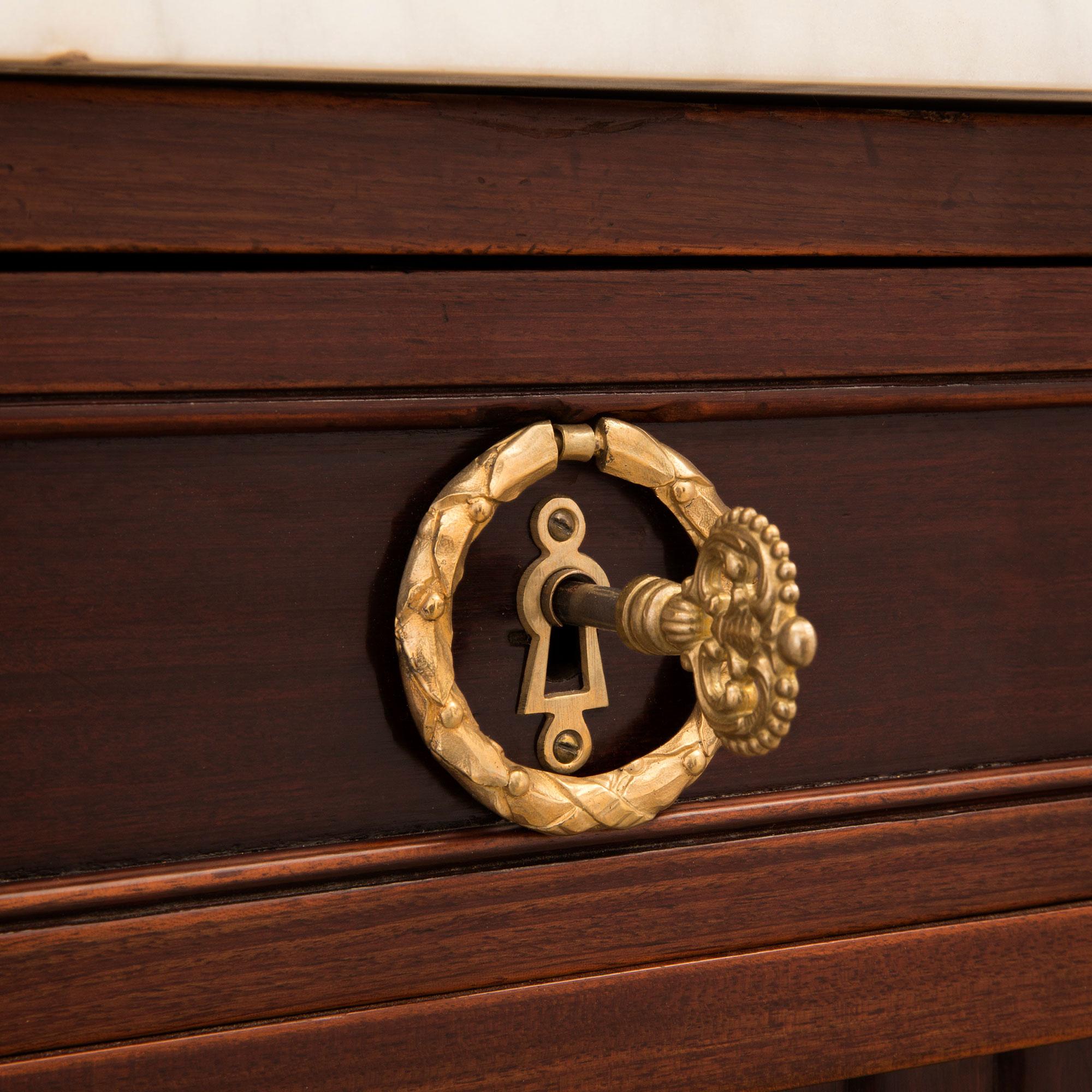 French 19th Century Louis XVI Style Mahogany, Ormolu and Marble Buffet For Sale 3