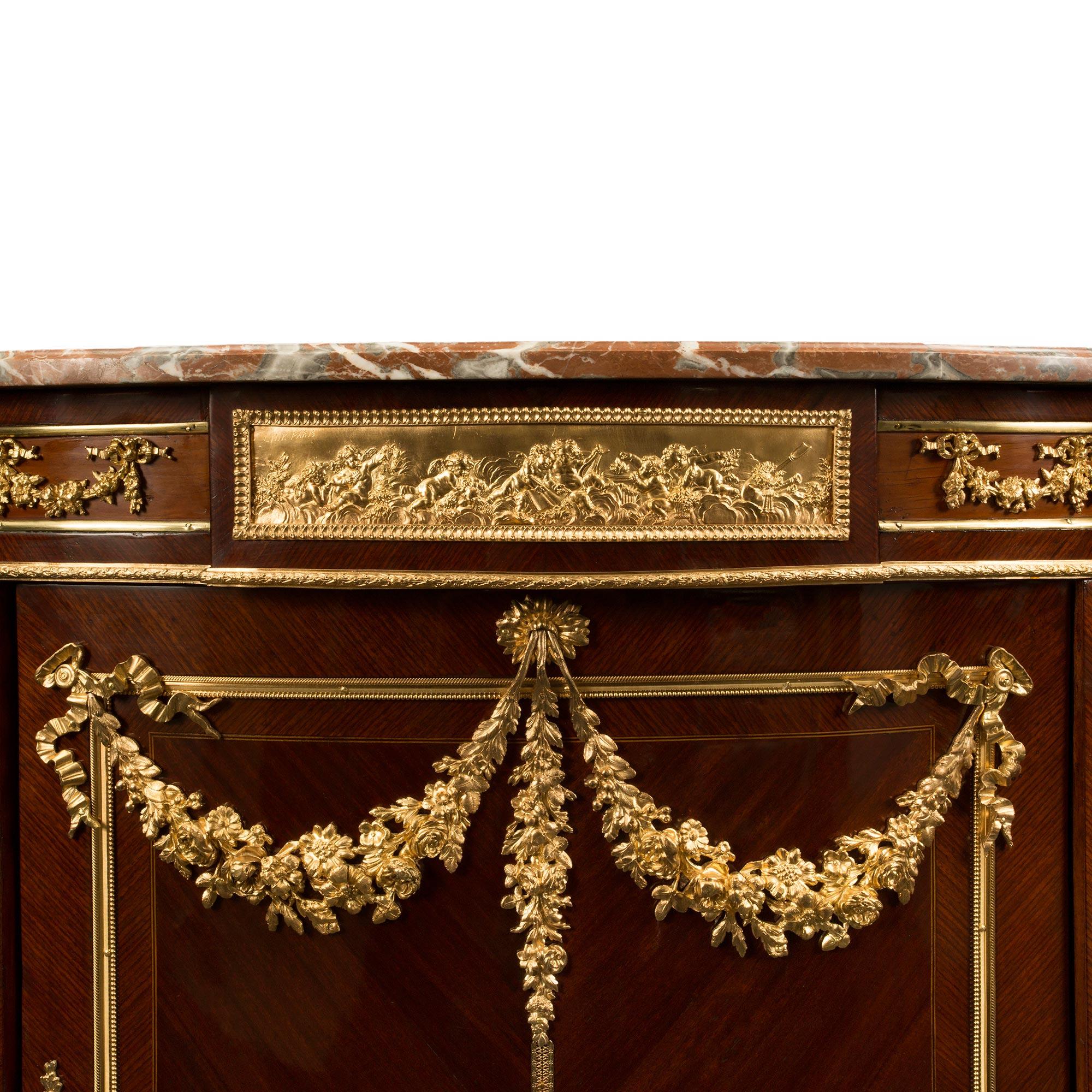 French 19th Century Louis XVI Style Mahogany, Ormolu and Marble Buffet For Sale 3