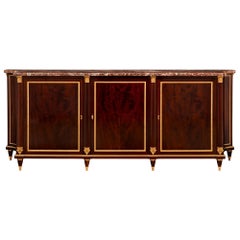 Antique French 19th Century Louis XVI Style Mahogany, Ormolu and Marble Buffet