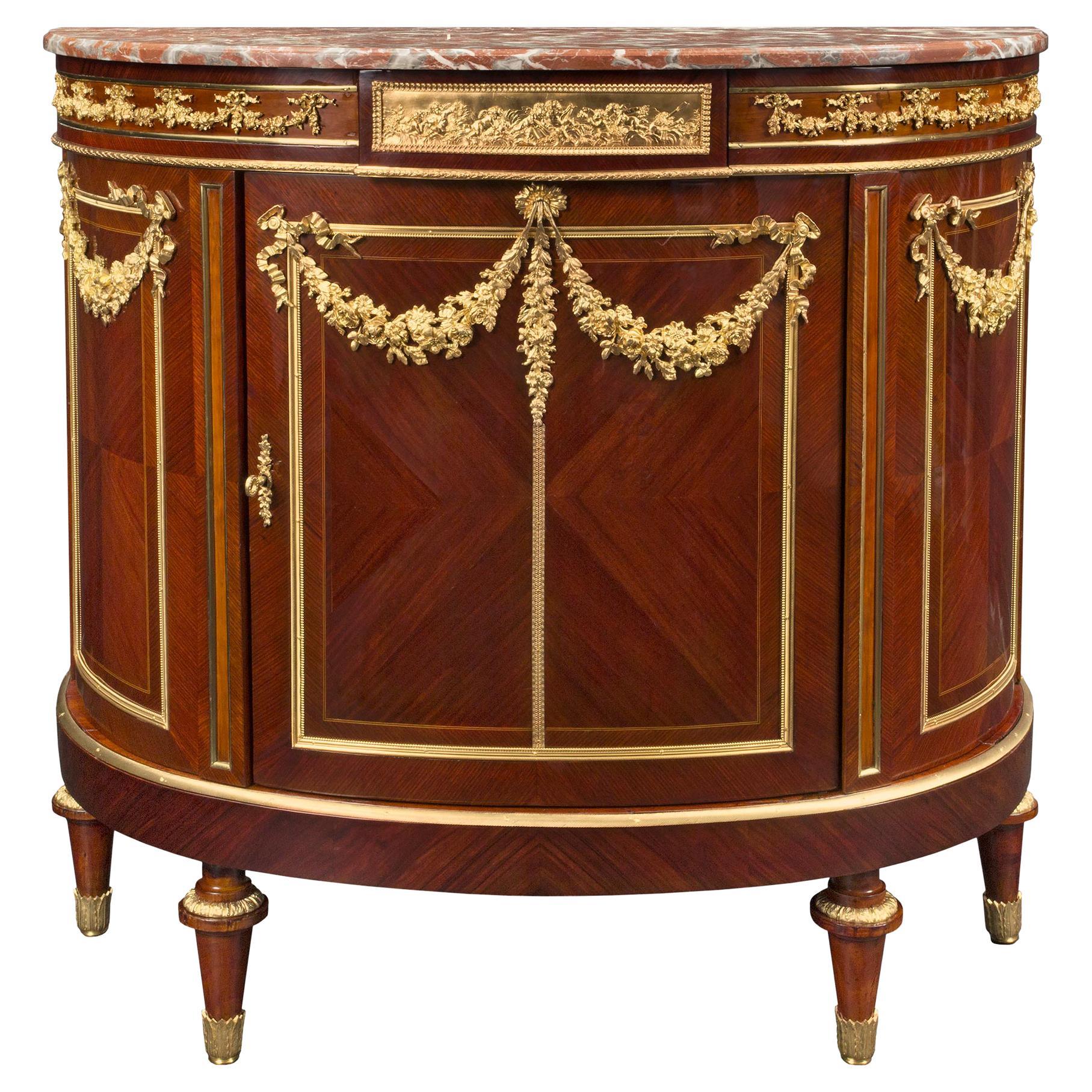 French 19th Century Louis XVI Style Mahogany, Ormolu and Marble Buffet For Sale
