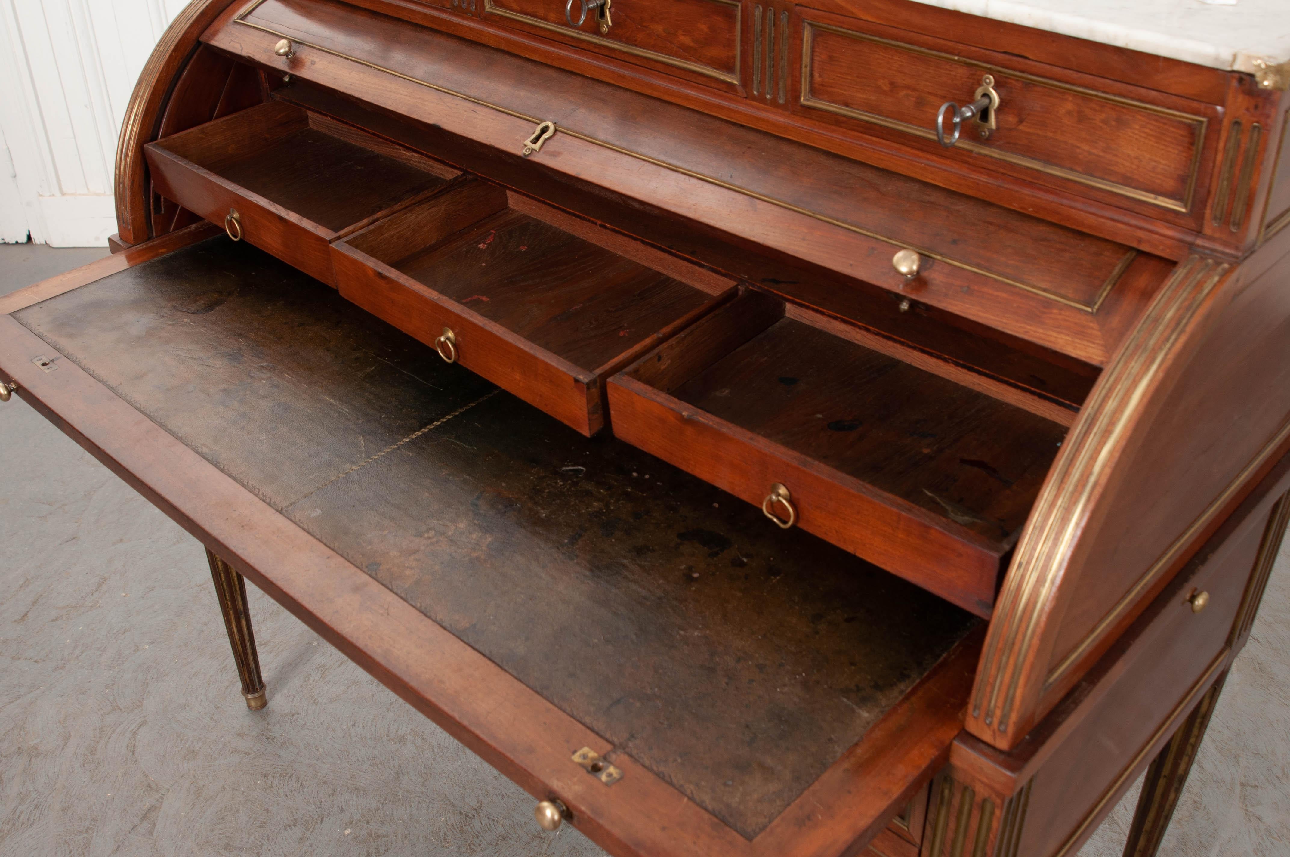 French 19th Century Louis XVI-Style Mahogany Roll Top Desk 9