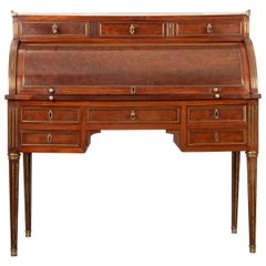 Antique French 19th Century Louis XVI-Style Mahogany Roll Top Desk